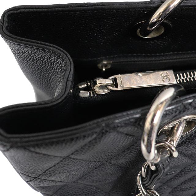 キャビアスキン シャネル CHANEL GST チェーン トート バッグ 黒