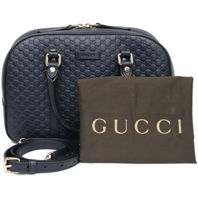 グッチシマ (美品)グッチ GUCCI 2way ミニボストン バッグ 斜め掛け 紺