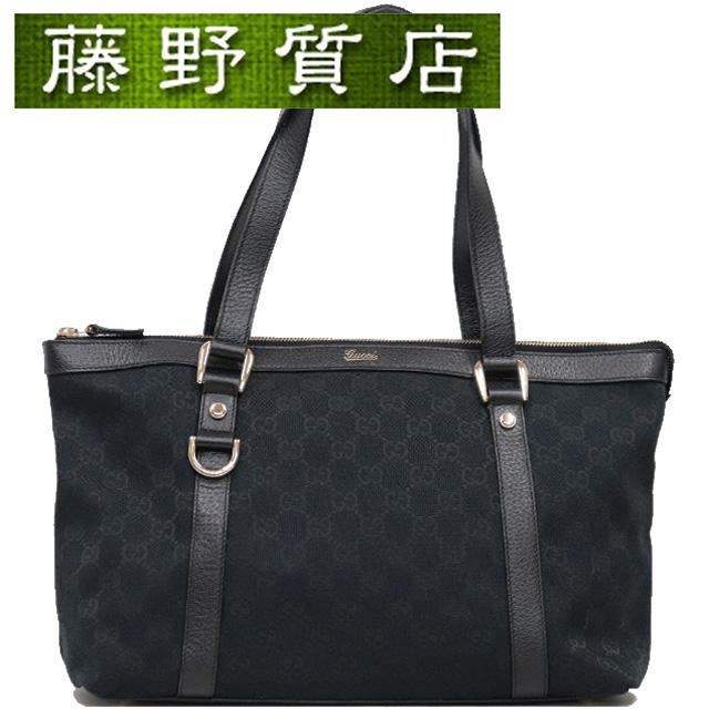 GGキャンバス グッチ GUCCI アビー トートバッグ レザー 黒 ゴールド
