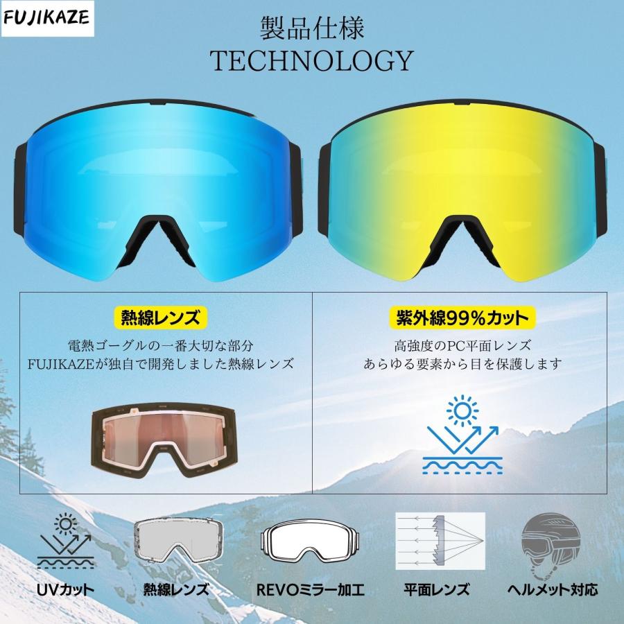 FUJIKAZE] 電熱ゴーグルSNG-03 スノボ スキー 登山 ウィンタースポーツ