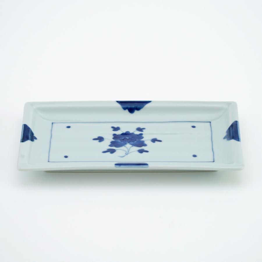 有田焼 角皿 染付伊万里牡丹長角焼皿 【福珠窯（有田焼窯元）】 : 福珠