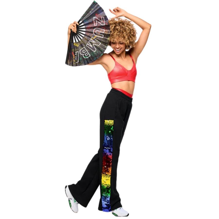 ズンバ（ZUMBA） ロゴ スパンコール付き ワイドレッグ スウェット