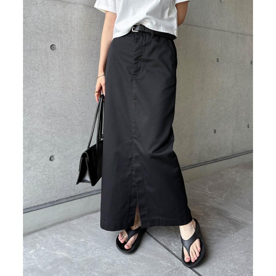 andme（アンドミー） 前スリット チノ ロング タイト スカート