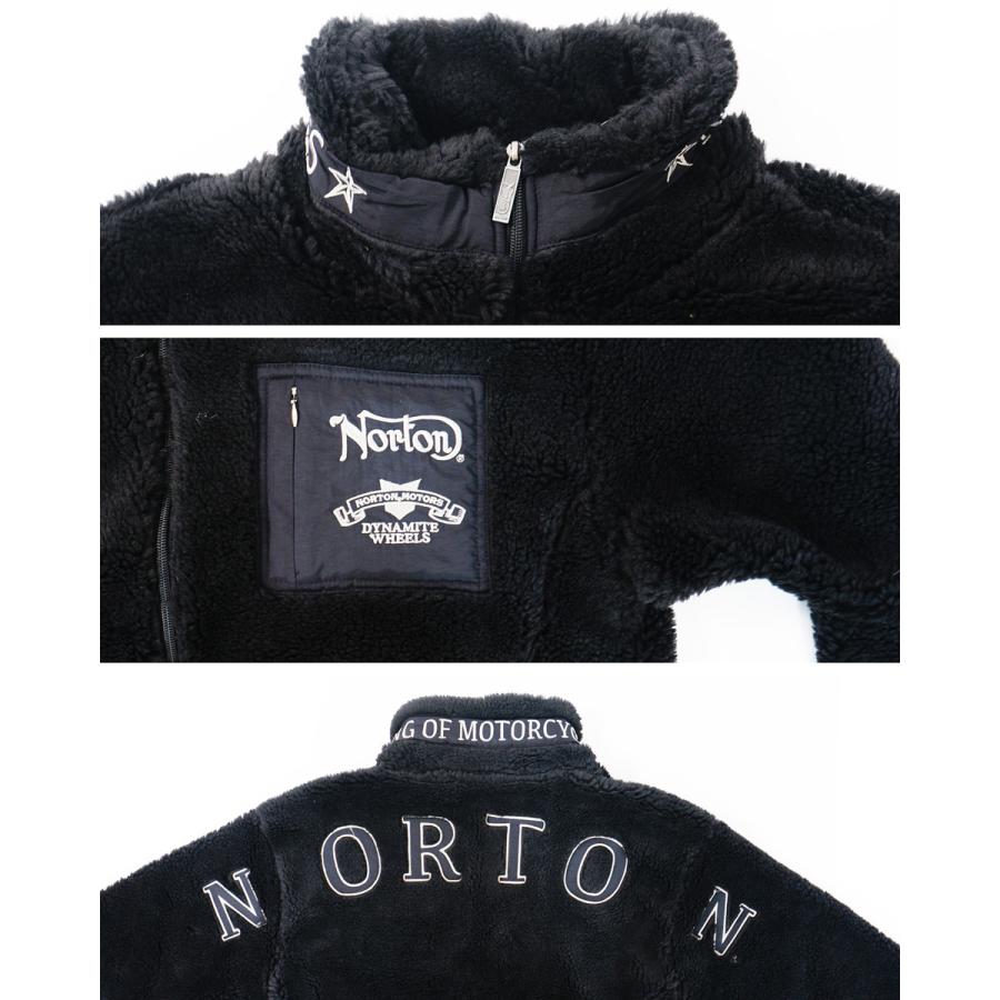 ノートン（NORTON） ロゴ刺繍 スタンドネック ボアジャケット メンズ