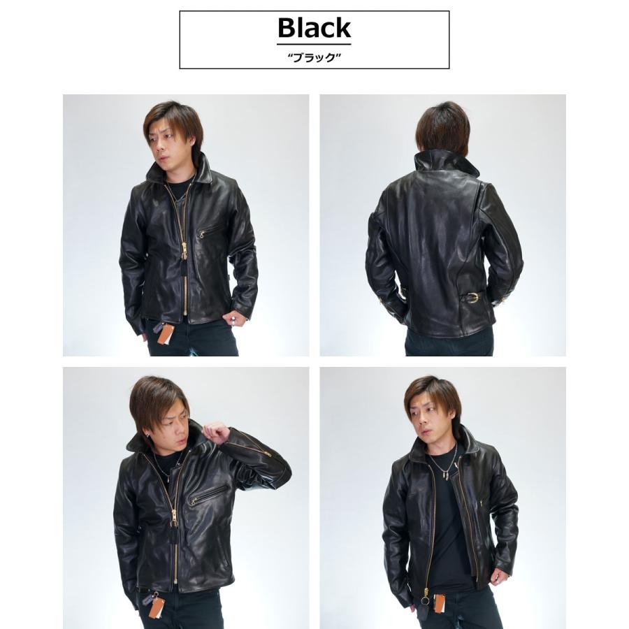 VANSON（バンソン） ENF シングルライダースジャケット 襟付き 革