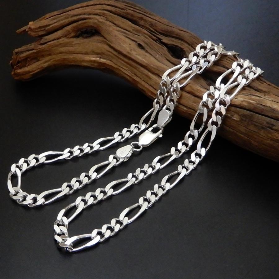 ネックレス メンズシルバー925 フィガロ チェーン 60cm 5.1mm シルバー