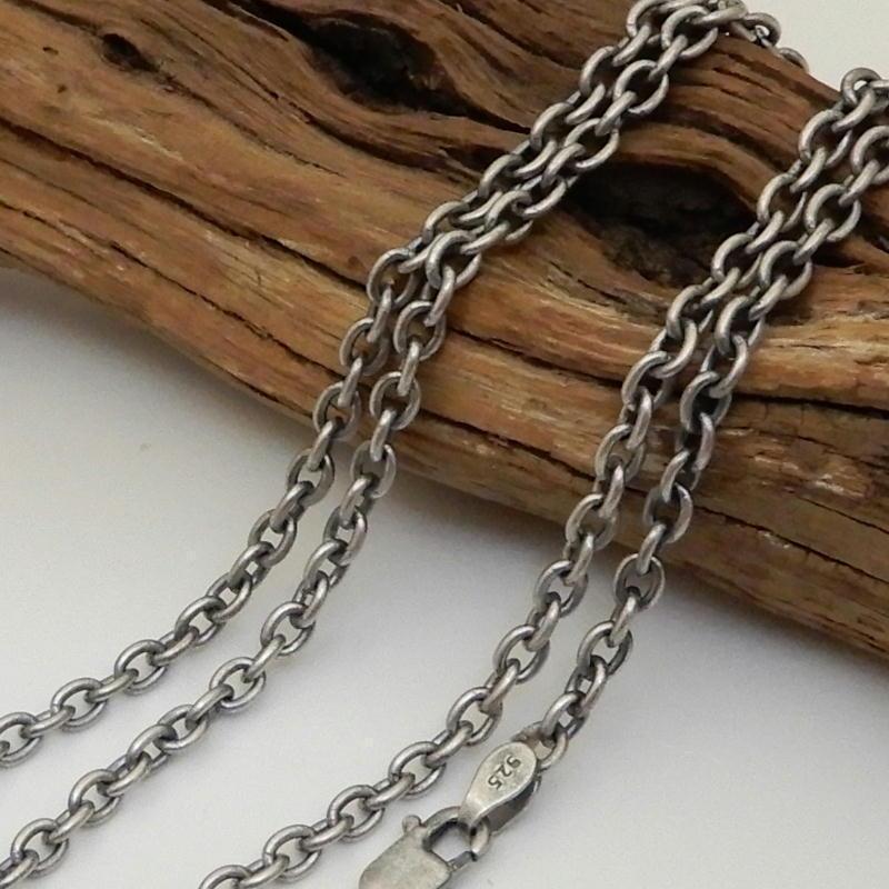 燻し加工 ネックレス メンズ シルバー925 あずきチェーン 50cm 幅2.8mm