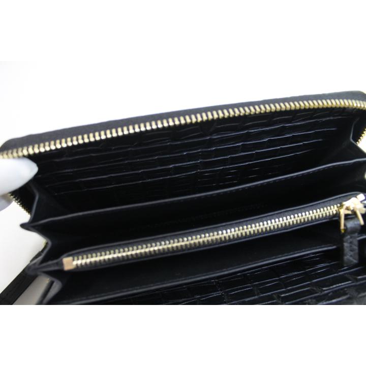 ゴールド金具 ブラック クロコダイル 長財布 財布 メンズ 本革