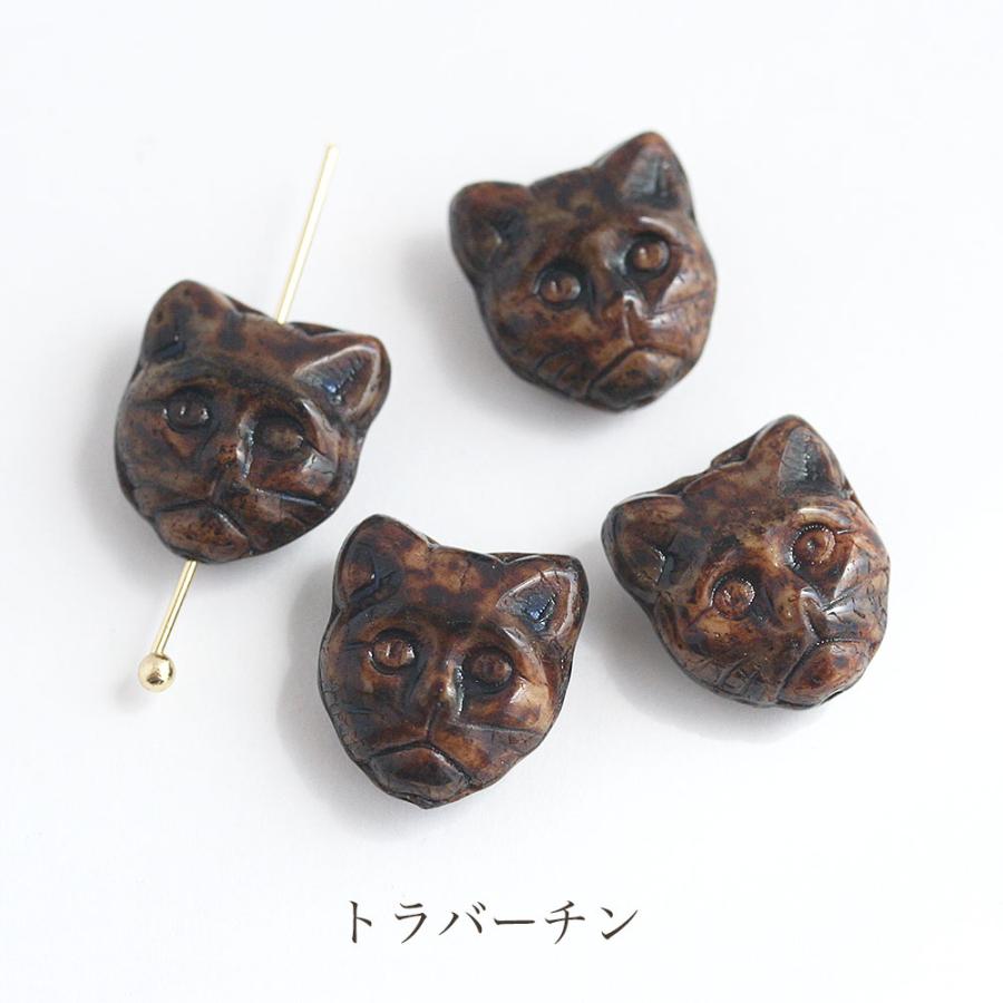 チェコビーズ キャット13x12mm 4個 猫 ネコ ねこ フェイス チェコ