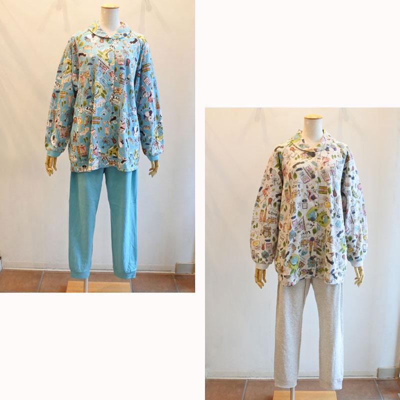 チュニック 30％OFF TUNIC 鴨居羊子 衿付き全開パジャマ 40接結 街なみ