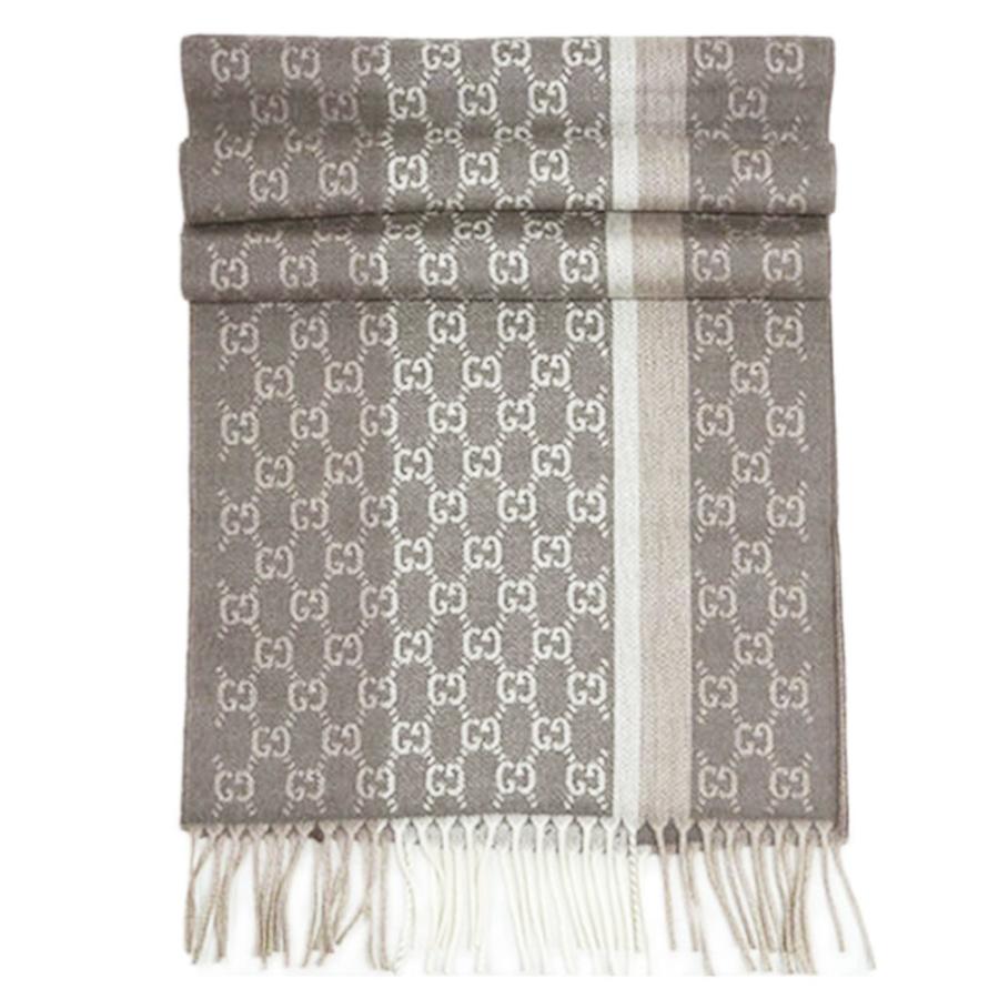 GG グッチ マフラー ブランド GUCCI フリンジ カシミア ウール グレー
