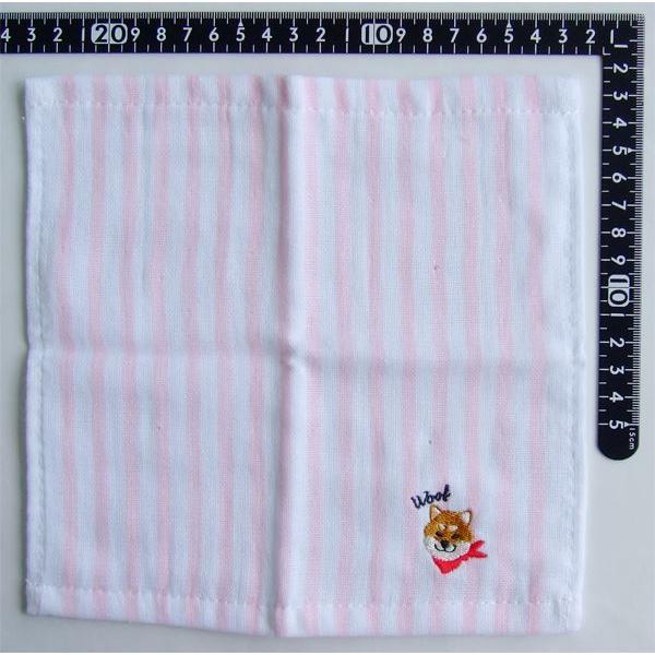 タオルハンカチ 表ガーゼ裏パイル犬 刺繍 犬 20×20cm ［色柄指定不可