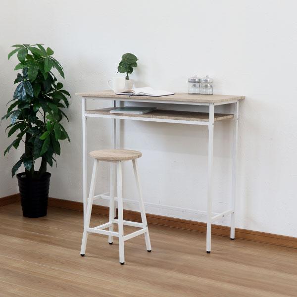 カウンターテーブル 白 100幅 90高 ホワイトアイアン 幅100cm 奥行40cm