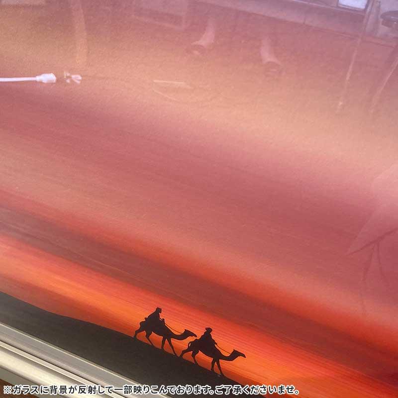 絵画 油彩 鎮西直秀「光彩の譜、月の砂漠」額入り F12 真筆 油絵 風景