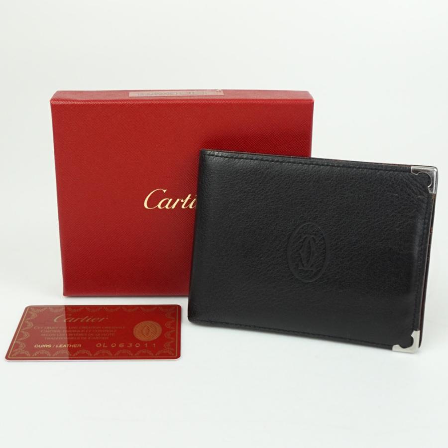 CARTIER カルティエ L3000575 2つ折り札入れ ブラック 黒 シルバー金具