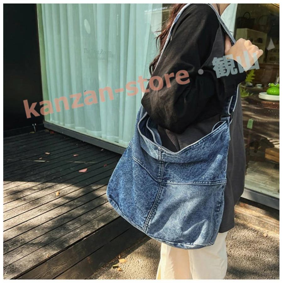 デニムショルダーバッグ ボディバッグ レディース メンズ 大きめ