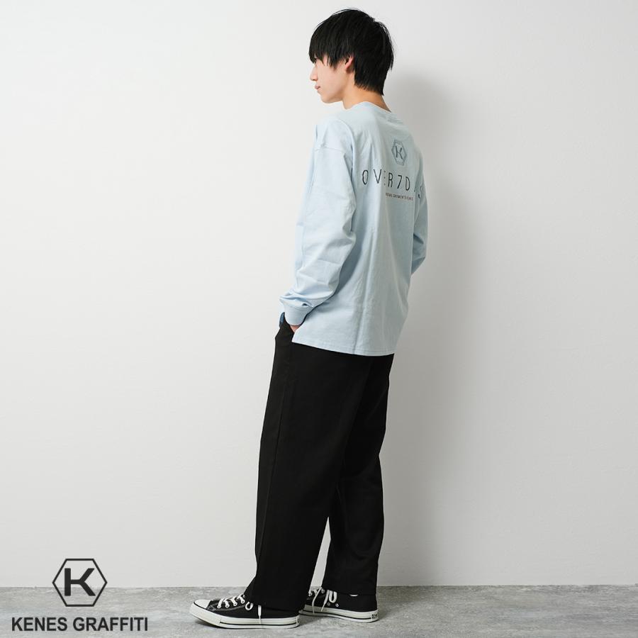 メンズ ロゴ刺繍＆プリントロングTシャツ ビッグシルエット トップス