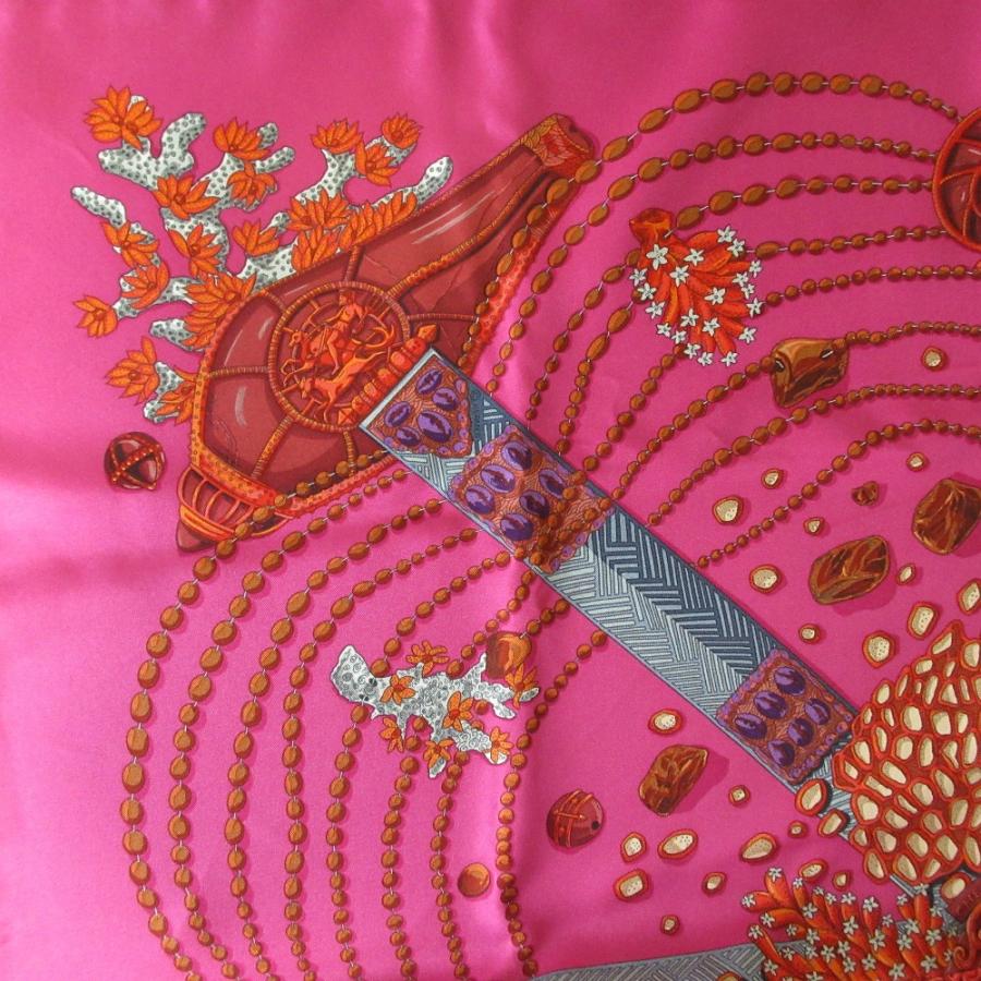 HERMES（エルメス） 美品 カレ90 CHEMINS DE CORAIL 珊瑚の小道 大判