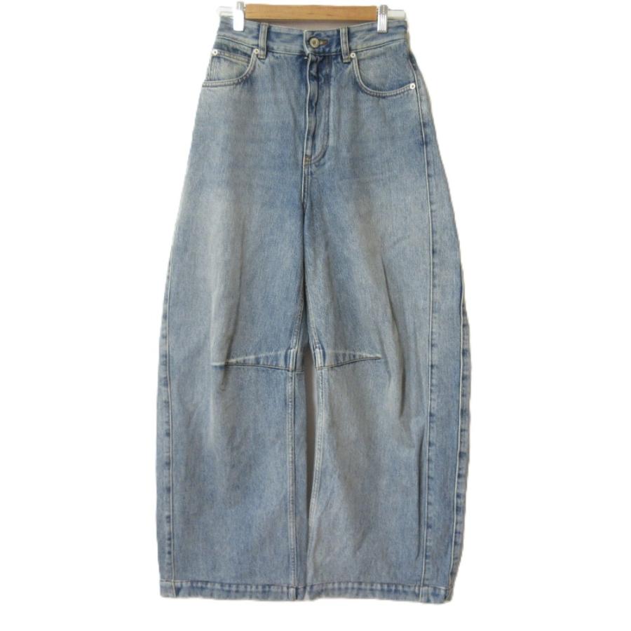 LOEWE（ロエベ） 美品 アナグラム バレルジーンズ レザーパッチ 膝