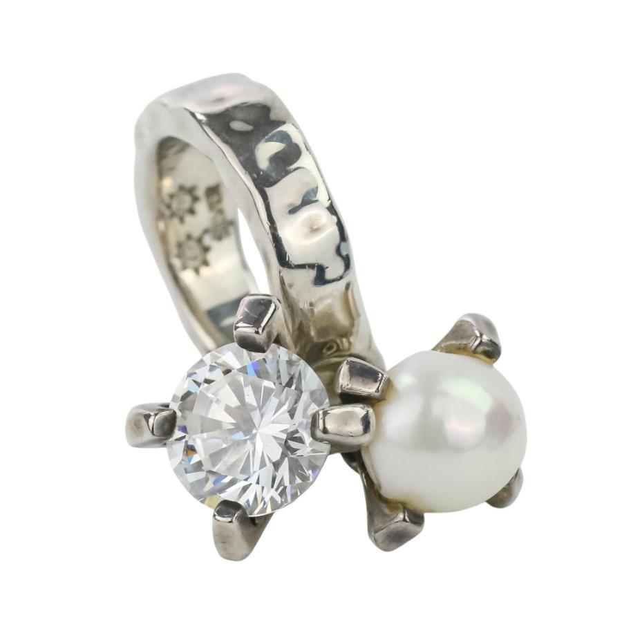 e.m.（イーエム） 良品 SILVER パール ジルコニア モチーフリング 指輪