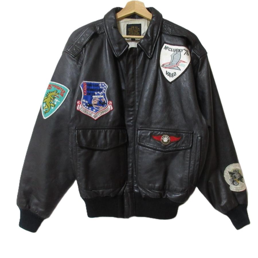 AVIREX（アヴィレックス） TYPE A-2 レザー ワッペン 内側地図柄