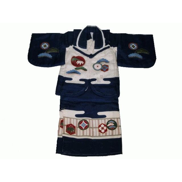 綿入り着物 綿入りベスト セット 3歳 男児 青 鷹 宝船 竹 松 七五三 お