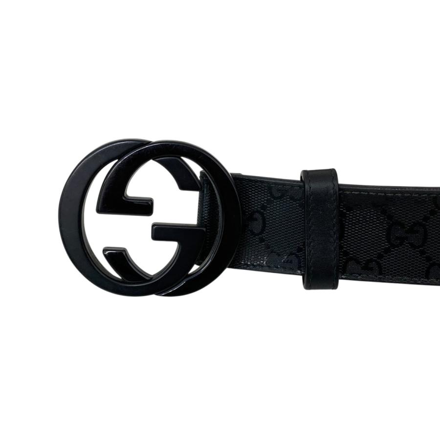 GUCCI（グッチ） インターロッキングG レザー GG柄 ベルト ブラック