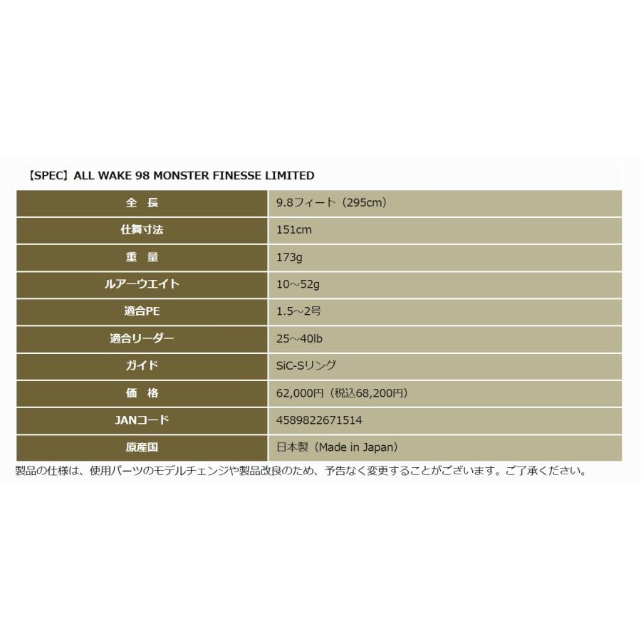JUMPRIZE（ジャンプライズ） オールウェイク98モンスターフィネス