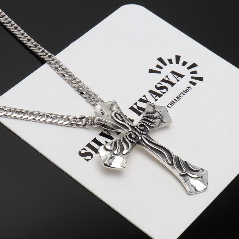 シルバー925 クロスネックレス ペンダント シルバー 6面カットダブル
