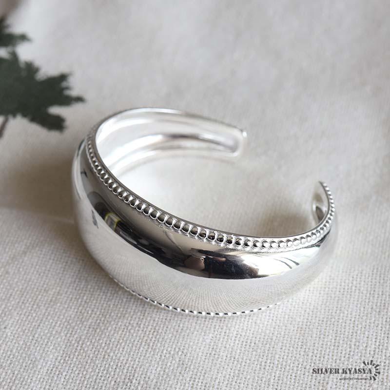ワイドバングル シルバー925 レディース ブレスレット シルバー 幅広