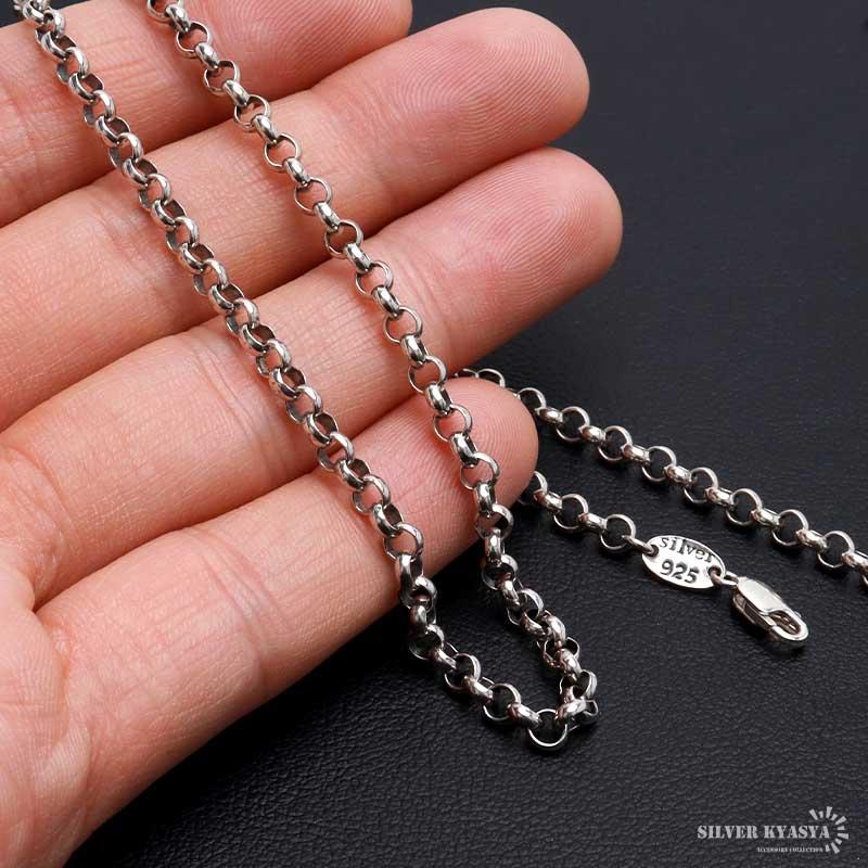 シルバー925 ロールチェーン ネックレス 幅4mm 50cm ネックレス