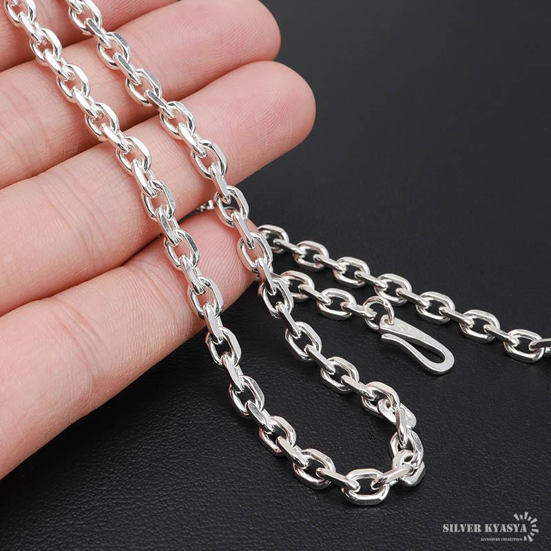 シルバー925 あずきチェーン ネックレス 幅5mm 45cm 4面カット