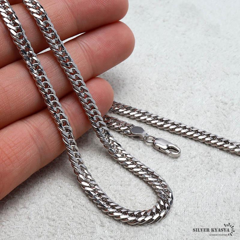 シルバー925 ダブル喜平チェーン ネックレス 幅5mm 60cm 喜平
