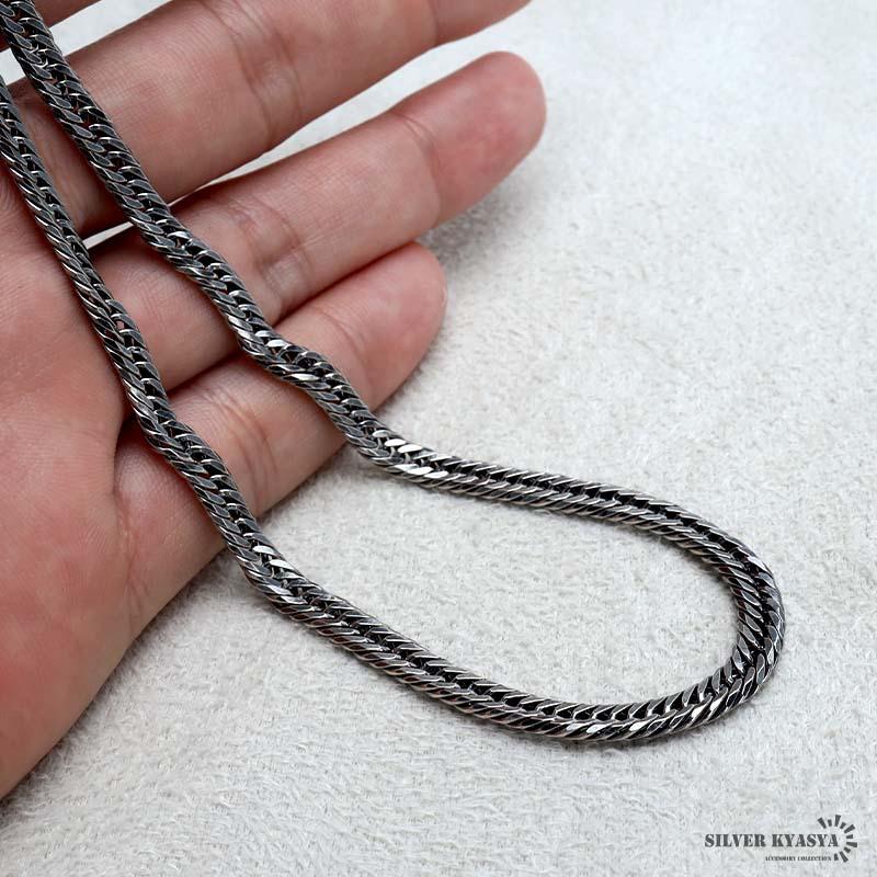 シルバー925 6面カット トリプル 喜平チェーンネックレス 中折れ 喜平