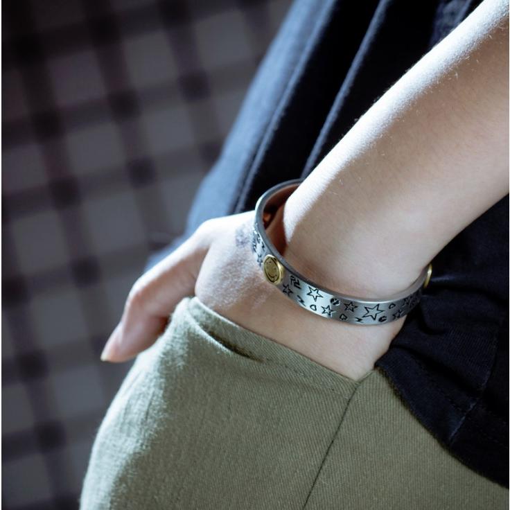 316L ステンレス バングル ニコちゃん ブレスレット シンプル メンズ