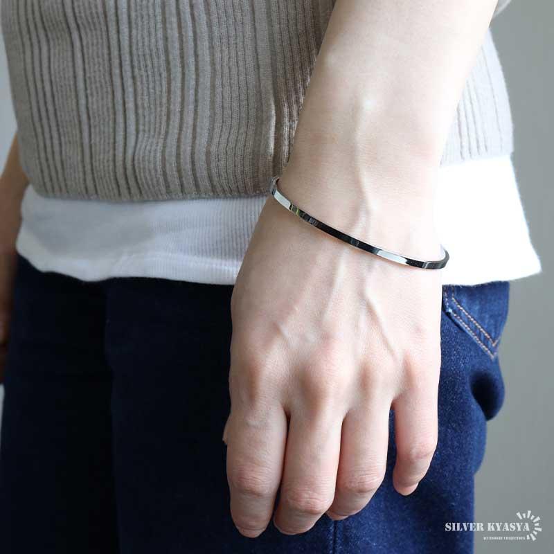 ステンレス シンプルバングル 平打ちバングル ブレスレット ゴールド