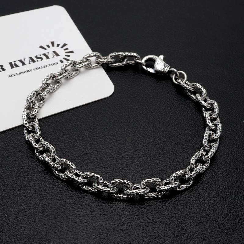 シルバー925（燻し加工） チェーンブレスレット 犬モチーフ シルバー