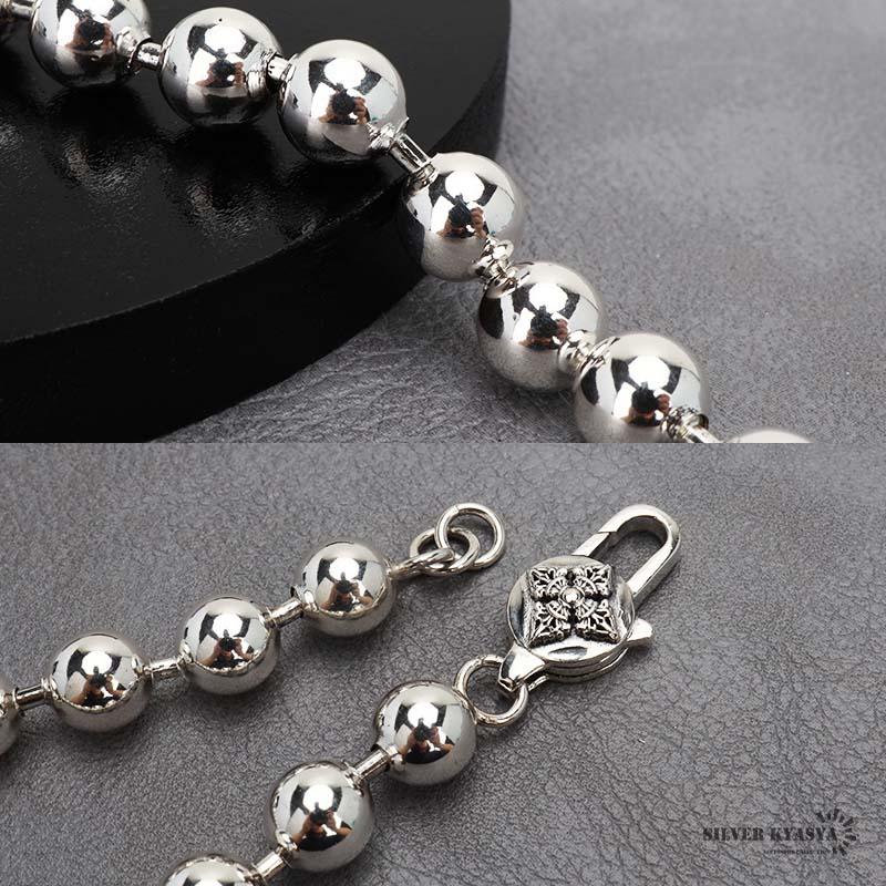シルバー925 ボールチェーンブレスレット 特大8mm シルバー