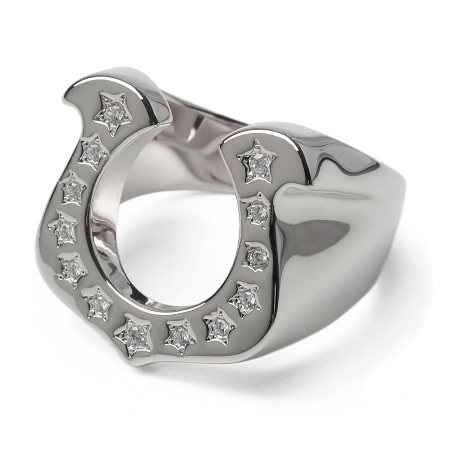 ホースシューリング 馬蹄リング 18KGP ゴールド シルバー CZ スター 星