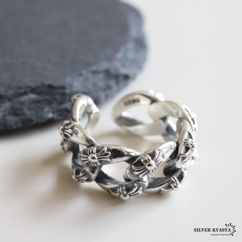 シルバー925 クロスリング 喜平チェーンリング アンティーク シルバー