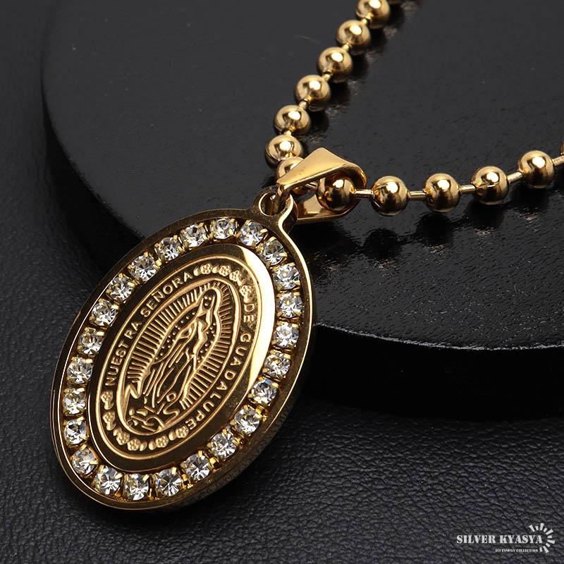 45cm) ステンレス マリアネックレス コインネックレス ゴールド 18KGP