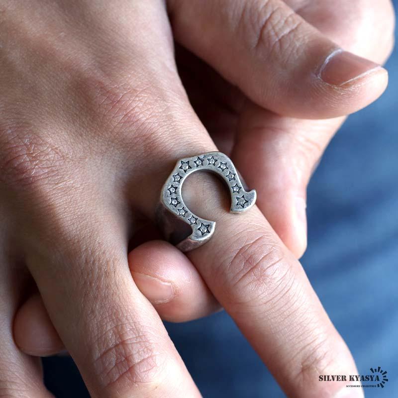 26号) 馬蹄リング アンティーク シルバー ホースシューリング 印台