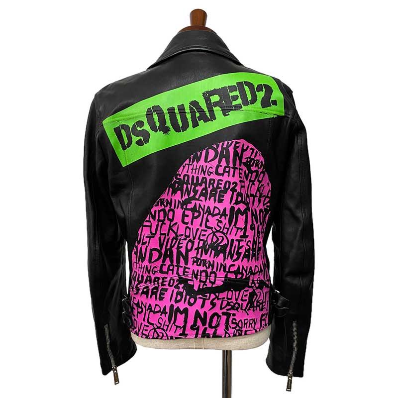 Dsquared2 ディースクエアード ライダースジャケット 羊革 ブラック