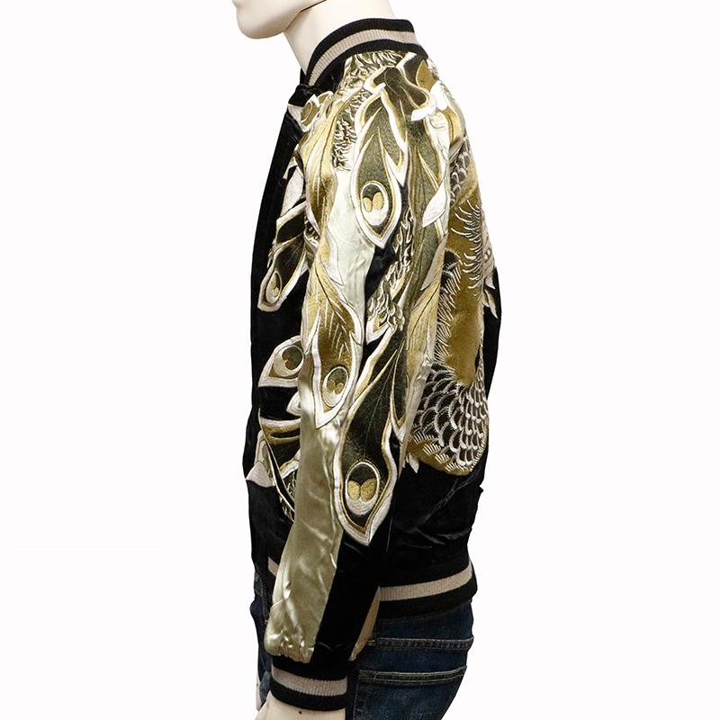 スカジャン 花旅楽団 はなたびがくだん 鳳凰 刺繍 和柄 リバーシブル