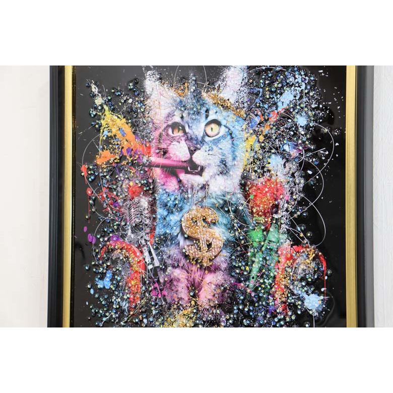 アートフレーム 猫 ファンキーキャット キラキラアート ウォールデコ