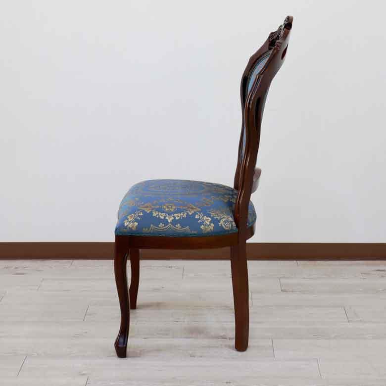 ダイニングチェア イタリア ブルー 木製 猫脚 完成品 椅子 チェアー