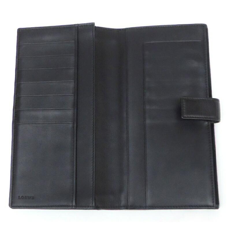 LOEWE（ロエベ） 長財布 アナグラム 黒 レザー×スエード 【中古