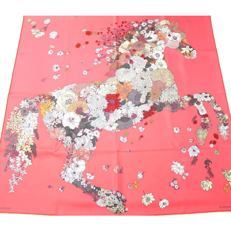 HERMES（エルメス） カレ90 ローブレジェール スカーフ 馬 ピンク