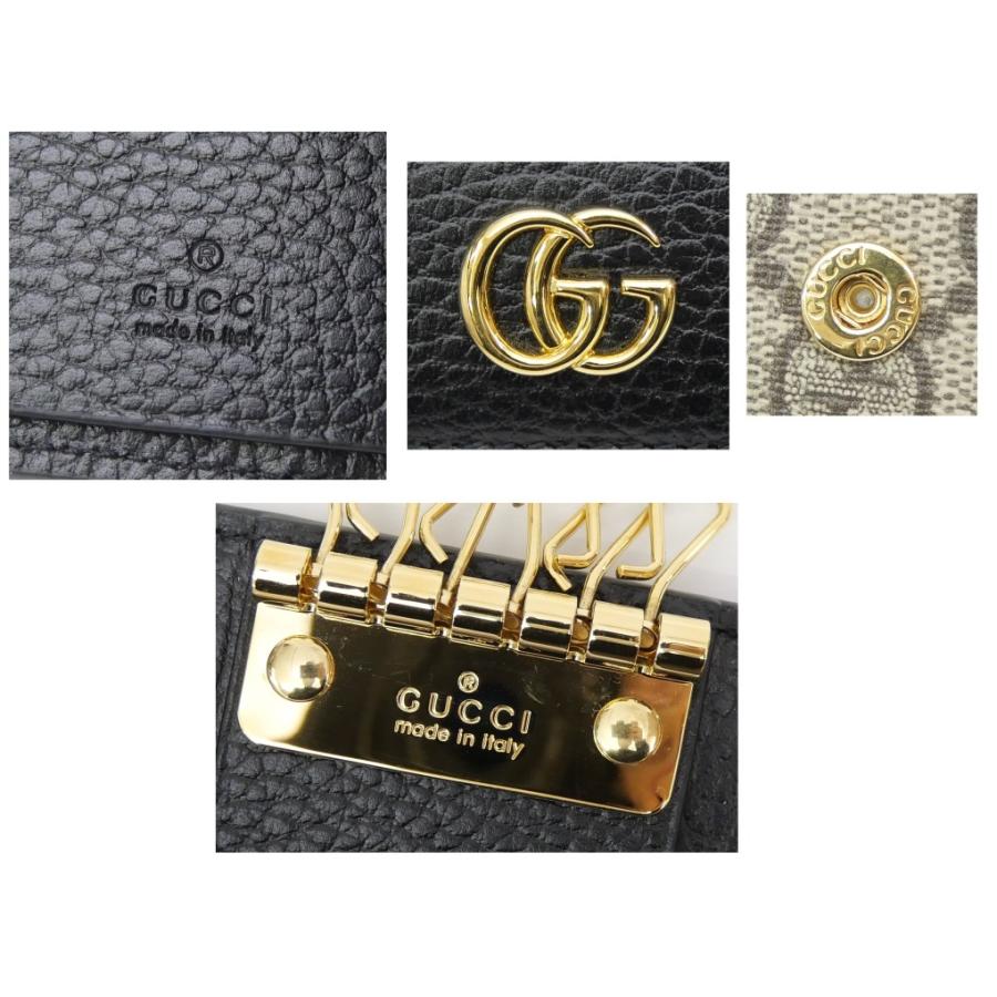 GUCCI（グッチ） ダブルG バイカラー キーケース 6連 刻印入り 黒