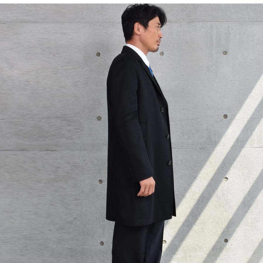 爆買 チェスターコート メンズ カシミヤ カシミア100％ ニーレングス